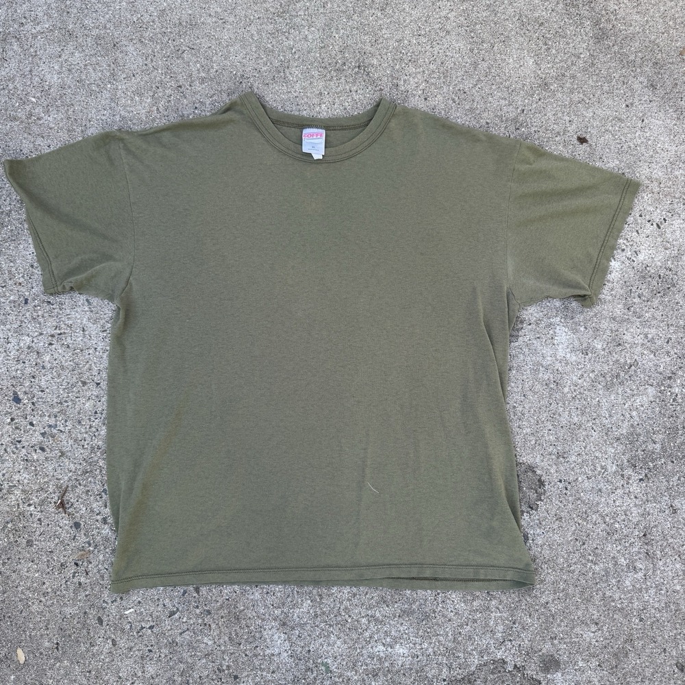 Vintage Soffe Army Green Tee Shirt XL Made in USA Mounted Collar